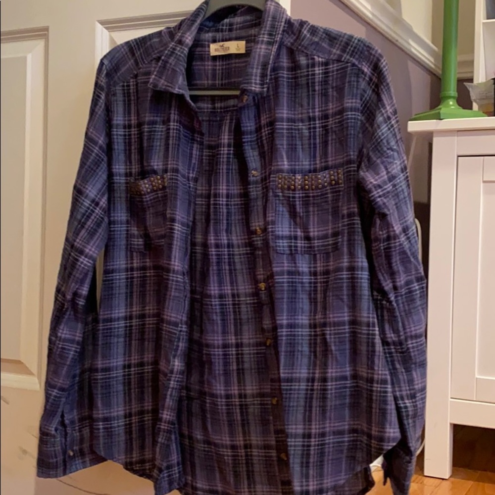 Blue and purple flannel Hollister